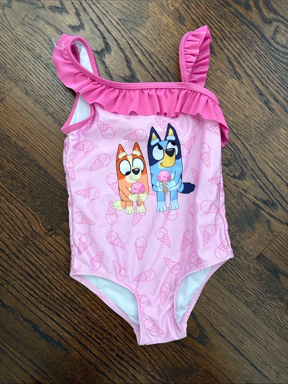 3T Bluey Pink Ruffle Kids Swim One-Piece